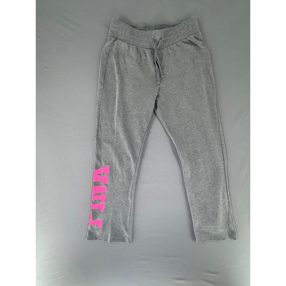 PINK Victoria's Secret Gray Sweatpants Neon Pink Logo Joggers Small 392824-01Q